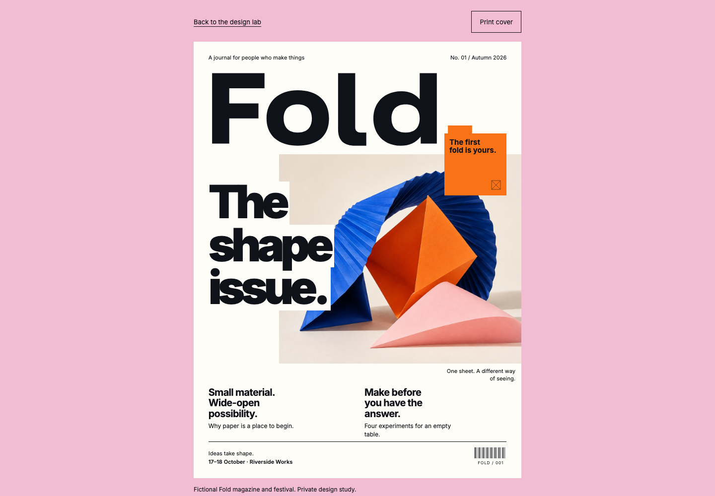 Rendered magazine cover from the Fold collection