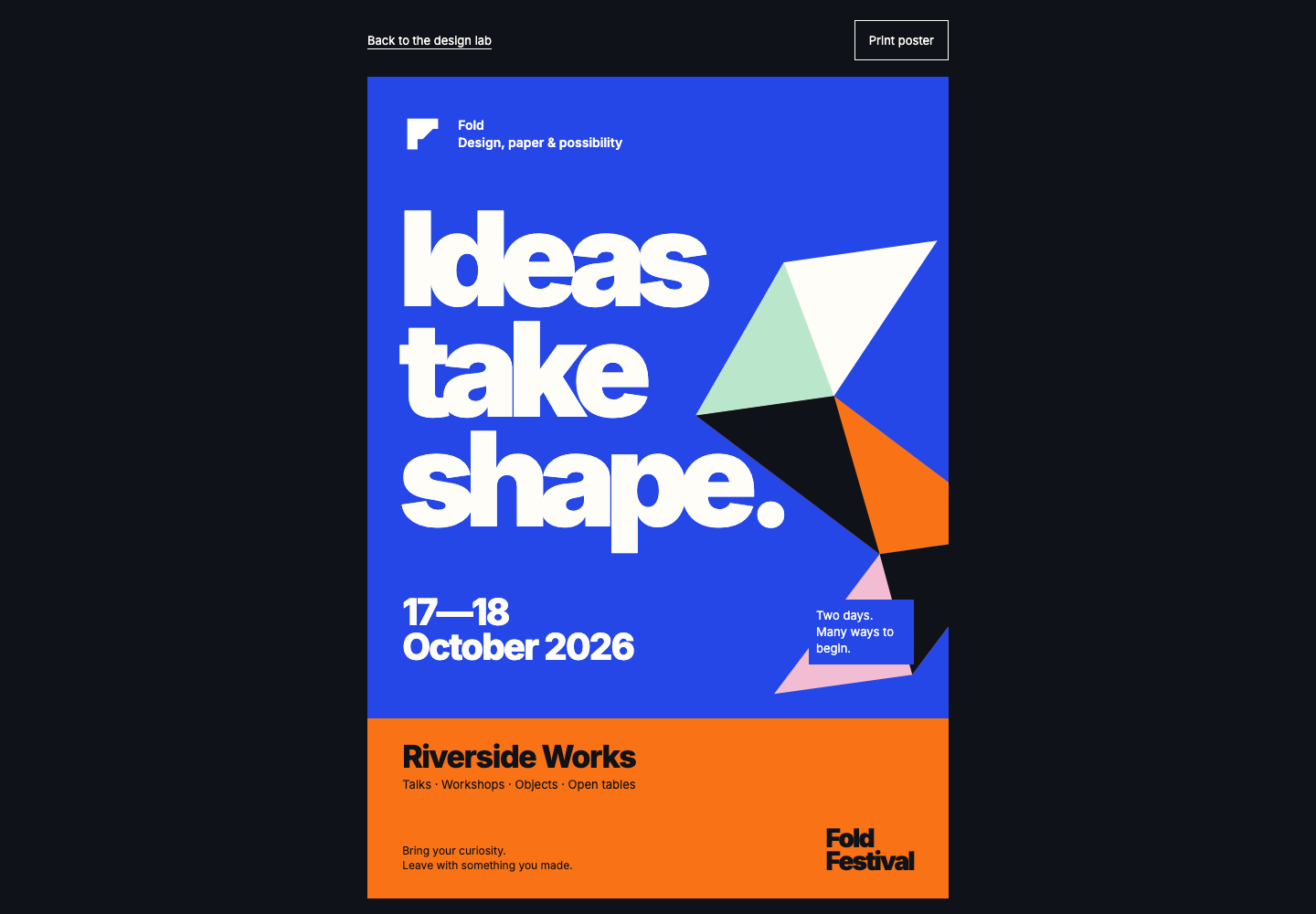 Rendered event poster from the Fold collection