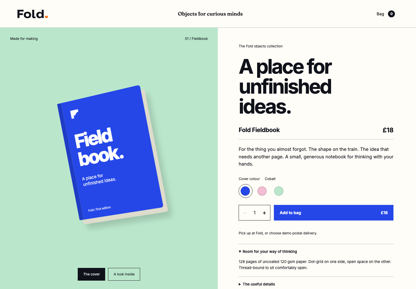 Rendered product page from the Fold collection