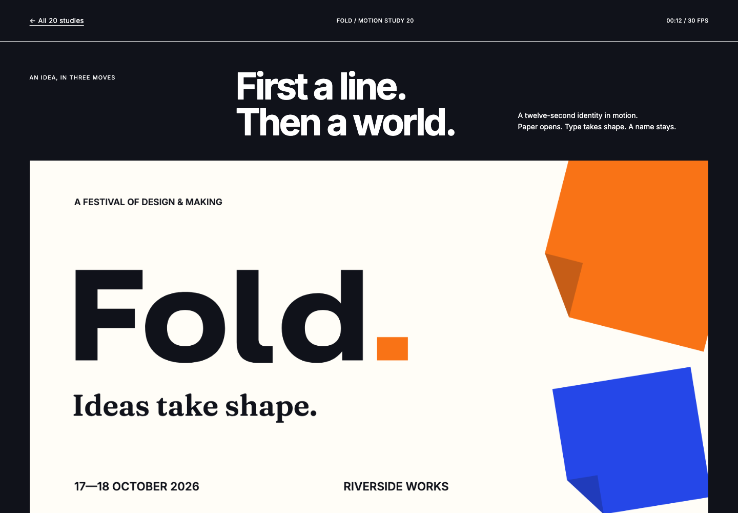 Rendered motion ident from the Fold collection