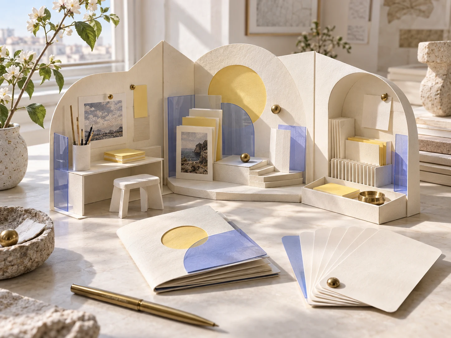 Paper field kit representing a prepared conversation.